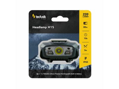 Technik MT-H15 fejlámpa gumi bevonattal, LED XTE, USB-C, piros fény, stroboszkóp