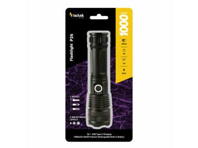 Technik MT-P26 nabíjateľné lámpa (1x26650 3500 mAh), 10000 lumen, UBS-C, SOS, villogó, zoom