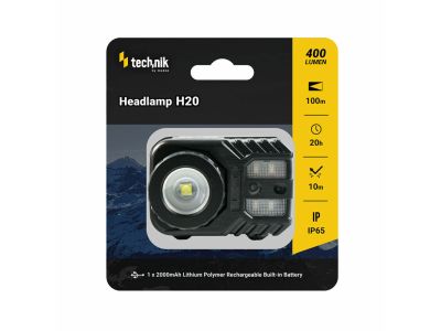 Technik MT-H20 fejlámpa gumírozott, LED CREE XPG-2, micro-USB, piros fény